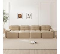 VIEKOS Boneless Divano per Soggiorno Modulare - 4 Posti Cuscino Corduroy Cloud Divano Basso - Montaggio Senza Antiscivolo Design Beige