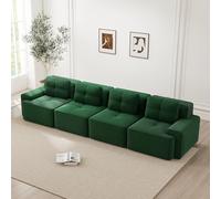 VIEKOS Boneless Divano per Soggiorno Modulare - 4 Posti Cuscino Corduroy Cloud Divano Basso - Montaggio Senza Antiscivolo Design Verde