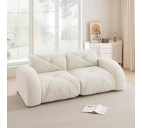VIEKOS Divano modulare a 2 posti, senza cornice, in schiuma 32D ad alta densità, comodo tessuto di ciniglia, design antiscivolo, non richiede montaggio, per soggiorno, colore: bianco beige chiaro