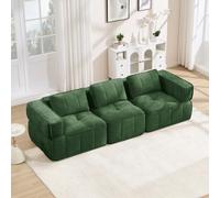 VIEKOS Divano modulare a 3 posti, design antiscivolo, in schiuma 32D ad alta densità, tessuto confortevole, adatto per il soggiorno, nessun montaggio richiesto, verde