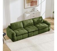 VIEKOS Divano modulare a 3 posti, senza cornice, design trapuntato a quadri, rivestimento in ciniglia delicato sulla pelle, ergonomico, cuscino spesso, non affatica quando si sta seduti a lungo, senza