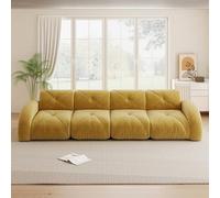 VIEKOS Divano modulare extra large senza cornice, 4 posti, comodo tessuto di ciniglia, design antiscivolo, nessun montaggio, per soggiorno, giallo