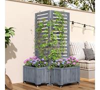 VIEKOS Outdoor - Vaso per piante con traliccio come aiuto per l'arrampicata, fioriera, adatto per giardino, cortile e terrazzo, con ruote pieghevoli e universali