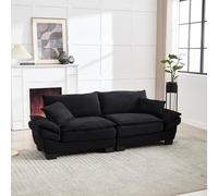 VIEKOS UN moderno, Semplice divano doppio con un letto a piuma, L'UN cuscino è sufficiente, ma spazioso e spazioso in soggiorno/camera da letto/ufficio, nero