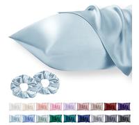Vielit 2 Pack Federe Raso per Capelli e Pelle di Raffreddamento, Morbido come la Federa Seta, più facile cura di Federe Seta Azzurro 50x75cm A Busta & 2 Scrunchies