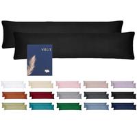 Vielit Cuscino per chi dorme sul fianco, 40 x 145 cm, set da 2 federe 40 x 145 cm, per chi dorme sul fianco, con certificazione ecologica, colore nero