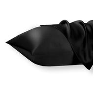 Vielit Set di 2 Federe Raso 50x70cm, Design con Chiusura Cerniera, Morbido come una Federe Seta Cuscino, Federe Cuscini 50x70 Nero