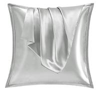 Vielit Set di 2 Federe Raso 60x60cm, Design con Chiusura Cerniera, Morbido come una Federe Seta Cuscino, Federe Cuscini 60x60 Grigio Chiaro