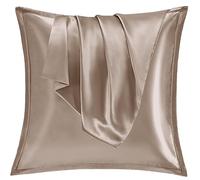 Vielit Set di 2 Federe Raso 65x65cm, Design con Chiusura Cerniera, Morbido come una Federe Seta Cuscino, Federe Cuscini 65x65 Marrone