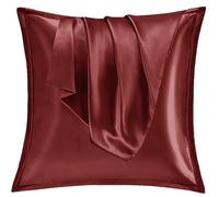 Vielit Set di 2 Federe Raso 65x65cm, Design con Chiusura Cerniera, Morbido come una Federe Seta Cuscino, Federe Cuscini 65x65 Vino