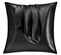 Vielit Set di 2 Federe Raso 65x65cm, Design con Chiusura Cerniera, Morbido come una Federe Seta Cuscino, Federe Cuscini 65x65 Nero