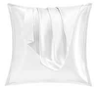 Vielit Set di 2 Federe Raso 80x80, Morbido come una Federe Seta Cuscino 80x80, Design con Chiusura Cerniera, federa raso cuscino 80x80 per Capelli Bianco