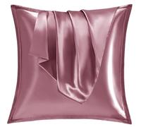 Vielit Set di 2 Federe Raso 80x80, Morbido come una Federe Seta Cuscino 80x80, Design con Chiusura Cerniera, federa raso cuscino 80x80 per Capelli Rosa Scuro