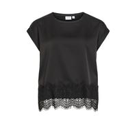Vila Viellette S/S Full Satin Lace Top-Noos, Nero, 42 Donna