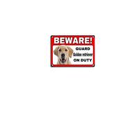 viemso Targa in metallo vintage con cane di avvertimento di sicurezza, cartello in latta con Golden Retriever Warning Home Guard Targa in latta Street Garage Cafe Bar Farm Wall Bathroom Decor 20,3 x