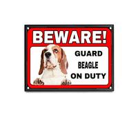 viemso Targa in metallo vintage con cane di sicurezza, avviso di sicurezza, cartello in latta con Beagle Warning Home Guard Insegne vintage in latta personalizza divertente decorazione da parete 30,5