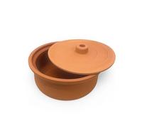 Vienberg Güvec - Pentola in terracotta con coperchio per cucinare, diametro 23,5 cm, 3,5 litri, rotonda, adatta al forno, tencere Tajine Tapas