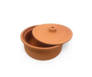 Vienberg Güvec - Pentola in terracotta con coperchio per cucinare, diametro 23,5 cm, 3,5 litri, rotonda, adatta al forno, tencere Tajine Tapas