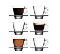 vienberg Set di 12 bicchieri da caffè Aqua Espresso | 6 bicchieri + 6 piattini | piccoli bicchieri da caffè spessi | tazza moka | Made in EU