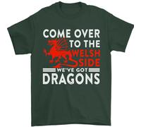 Vieni Dalla Parte Gallese Dragons Wales Rugby Maglietta Uomo 100% Cotone