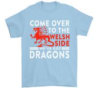 Vieni Dalla Parte Gallese Dragons Wales Rugby Maglietta Uomo 100% Cotone