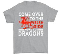 Vieni Dalla Parte Gallese Dragons Wales Rugby Maglietta Uomo 100% Cotone