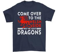 Vieni Dalla Parte Gallese Dragons Wales Rugby Maglietta Uomo 100% Cotone