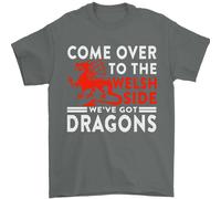 Vieni Dalla Parte Gallese Dragons Wales Rugby Maglietta Uomo 100% Cotone