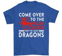 Vieni Dalla Parte Gallese Dragons Wales Rugby Maglietta Uomo 100% Cotone