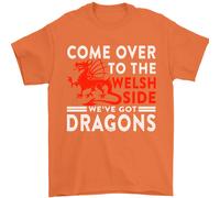 Vieni Dalla Parte Gallese Dragons Wales Rugby Maglietta Uomo 100% Cotone