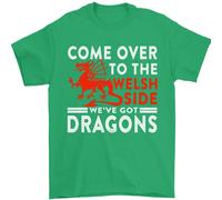 Vieni Dalla Parte Gallese Dragons Wales Rugby Maglietta Uomo 100% Cotone