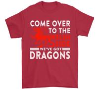 Vieni Dalla Parte Gallese Dragons Wales Rugby Maglietta Uomo 100% Cotone