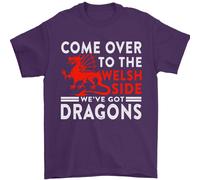 Vieni Dalla Parte Gallese Dragons Wales Rugby Maglietta Uomo 100% Cotone