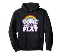 Vieni Fuori e Gioca Divertente Gay Pride Y2K Volgare Rainbow Queer Felpa con Cappuccio