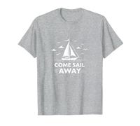 Vieni Sail Away Nautical Adventure Barca a Vela Maglietta, Uomo, Grigio Melange, 5XL