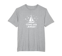 Vieni Sail Away Nautical Adventure Barca a Vela Maglietta, Uomo Taglie Grandi, Grigio Melange, 5X Tall
