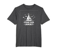 Vieni Sail Away Nautical Adventure Barca a Vela Maglietta, Uomo Taglie Grandi, Grigio Scuro, 5X Tall