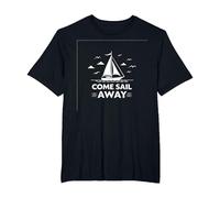 Vieni Sail Away Nautical Adventure Barca a Vela Maglietta, Uomo Taglie Grandi, Nero, 5X Tall