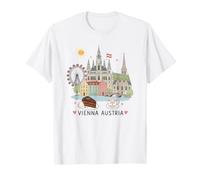 Vienna Austria Bandiera Paesaggio Urbano caffè e monumenti Souvenir Maglietta