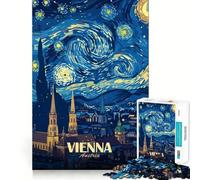 Vienna,Austria - Notte stellata - Puzzle da 1000 pezzi per adulti - Gioco di logica - Taglio di precisione - Bordi lisci - Regalo perfetto per riunioni di famiglia (38x26cm)