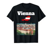 Vienna Viaggio Souvenir Skyline Amante Austria Mappa Bandiera austriaca Maglietta