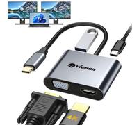 VIENON Adattatore da USB C a HDMI VGA, hub USB C 4 in 1, USB tipo C a HDMI/VGA per doppio monitor con USB 3.0, 100 W PD, (Thunderbolt 3/4), splitter di tipo C, estendere display per MacBook Air/Pro,