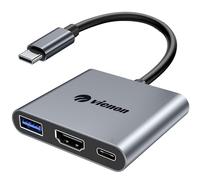 VIENON Adattatore multiporta USB C - HDMI 4K + USB 3.0 + 100W PD, supporta iPhone 15, Samsung, MacBook, iPad Pro, Chromebook, Dell, Switch