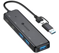 VIENON Hub USB 3.0 (5 in 1), hub USB C, adattatore da USB C a USB 3.0 con 2 porte USB C e 3 porte USB A, prolunga USB A & C docking station per laptop, PC, MacBook Dell, HP, PS4/5, SSD e altro ancora