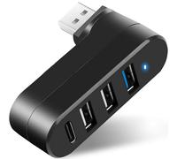 VIENON Hub USB 3.0 a 4 porte [girevole a 90°/180°], splitter USB con porta USB C PD-in da 5 W, prolunga USB per laptop, auto, iMac, MacBook Air, MacBook Pro e altro ancora