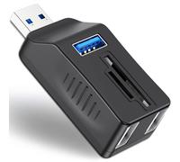VIENON Hub USB 3.0 a 5 porte con lettore di schede SD TF, adattatore prolunga USB con lettore di schede SD/Micro SD, porte USB 3.0/2.0, splitter USB portatile per laptop, PC, fotocamera, driver flash,