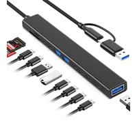 Vienon, hub USB 3.0 USB C 11 in 1 con lettore di schede SD, prolunga USB con lettore di schede di memoria SD/Micro SD, per laptop, PC, MacBook, iPad Pro, iMac, in alluminio