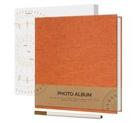 Vienrose Album Fotografico Autoadesivo per Immagine 10x15, Piccola Copertina di Lino Album Scrapbook 40 Pagine Bianche Fai Da Te Libro Scrap con Una Penna Metallica, 17x18 cm Arancione arrugginito