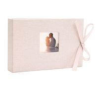 Vienrose Album Fotografico Piccolo 10x15 con Copertina in Tessuto di Lino, Mini Album con Tasche, Pagine Trasparenti per 52 Foto, Libro di Foto di Cartoline Piccole Beige (1 Confezione)