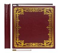 Vienrose Album Grande Autoadesivo Copertura in Pelle Album Scrapbook 27×28 cm Stampa Vintage Libro dei Ricordi DIY 60 pagine Vuote con una Penna Metallica, Rosso